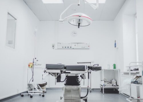 Empty white surgery room.