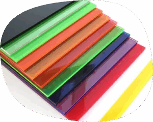a stack of different coloured plastic sheets.