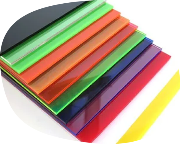 a stack of different coloured plastic sheets.