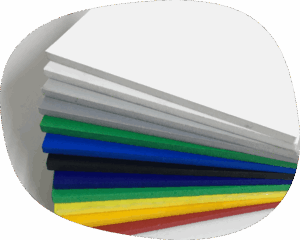 a stack of different coloured plastic sheets.