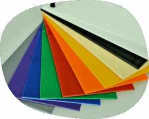 a stack of different coloured plastic sheets.