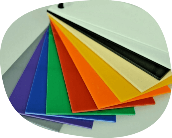 a stack of different coloured plastic sheets.