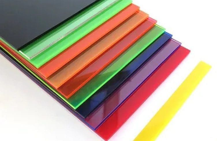 a stack of different coloured plastic sheets.