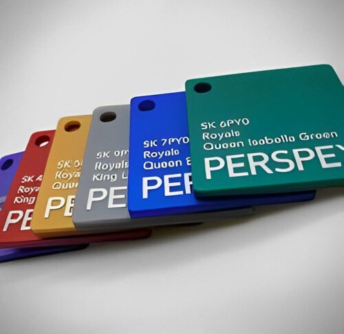 A row of Perspex® Royals sitting on top of each other.